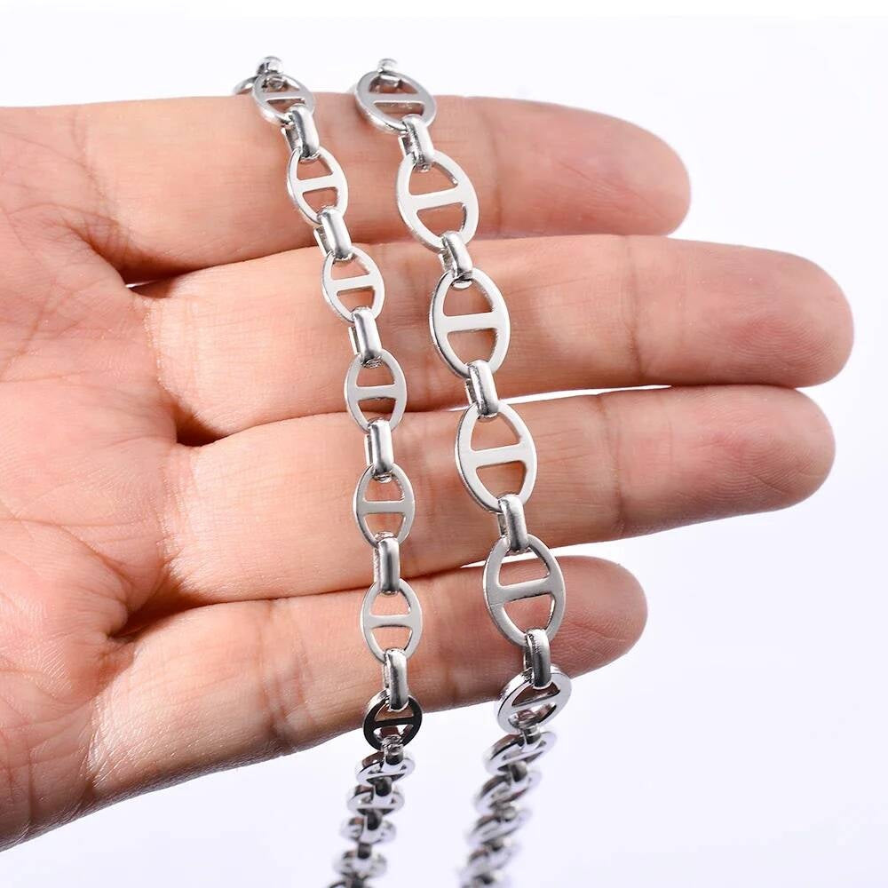 Wholesale Width 6/8mm Simple Handmade for Men Stainless Steel Hip Hop Chain Women Necklace Punk Jewelry