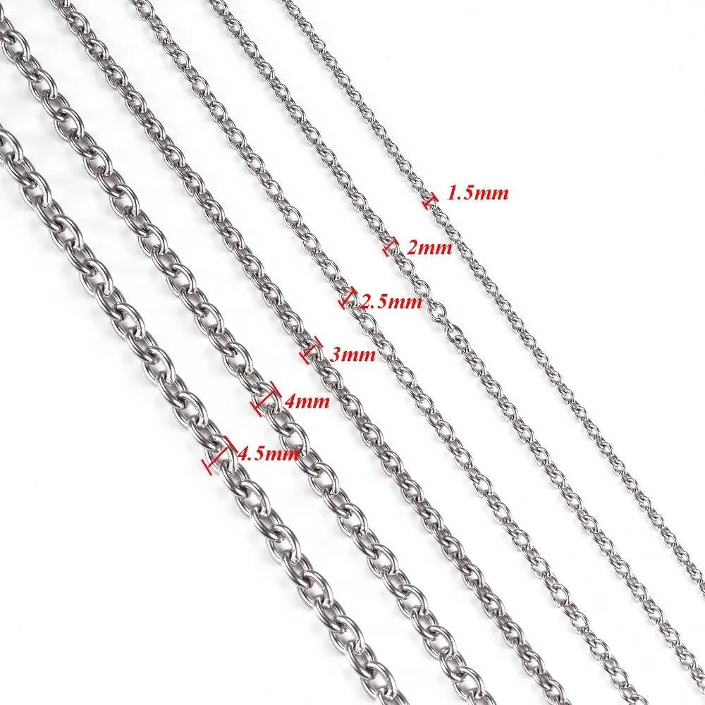 1Pc Width 2.5mm-5mm Gold Color Stainless Steel Round O Shape Chain For Women Men DIY Jewelry Making Bracelet Necklace
