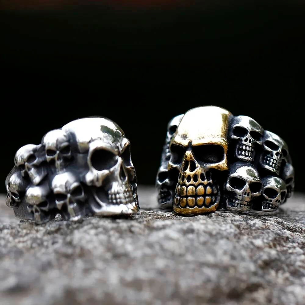 Vintage Punk Skull Ring - Gothic Stainless Steel Motorcycle Jewelry for Men