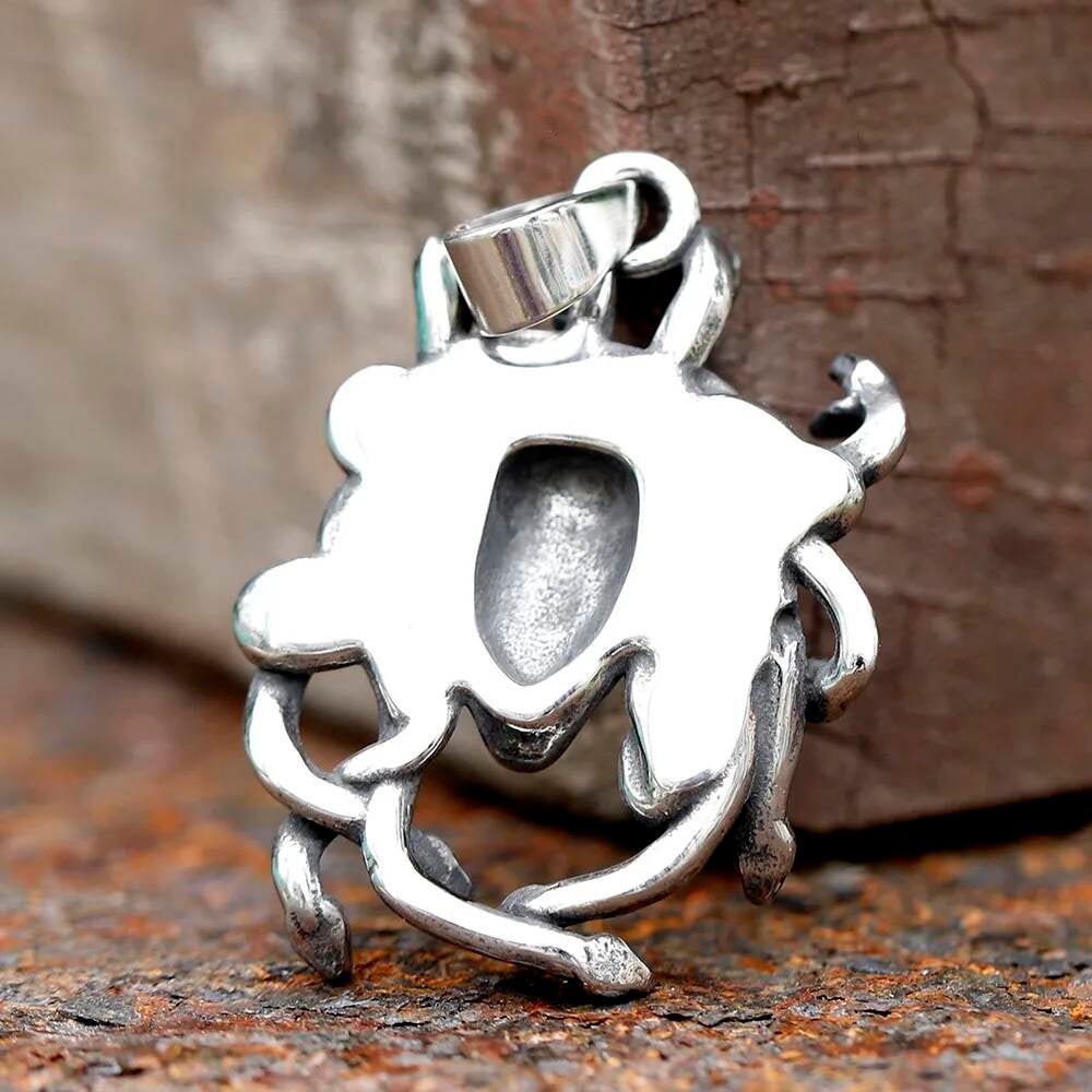 Medusa Pendant Necklace, Silver Gothic Jewelry with Snake Hair Design