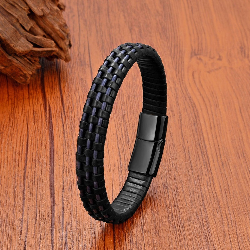 Men's Black and Red Leather Bracelet for Unique Gifts Black-Style A