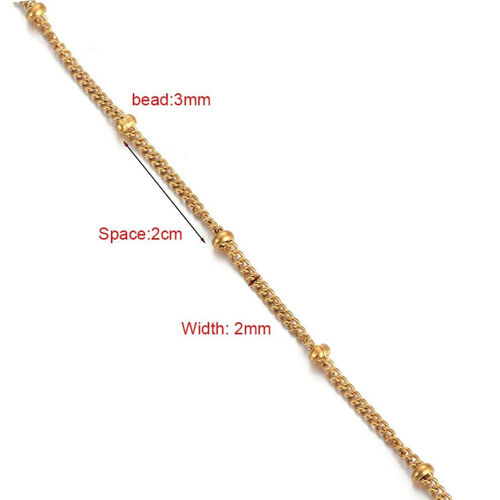 Wholesale 10pcs/lot Width 1.5mm 2mm Tiny beaded Stainless Steel Link Chain for Necklaces Bracelets Foot Jewelry size 10