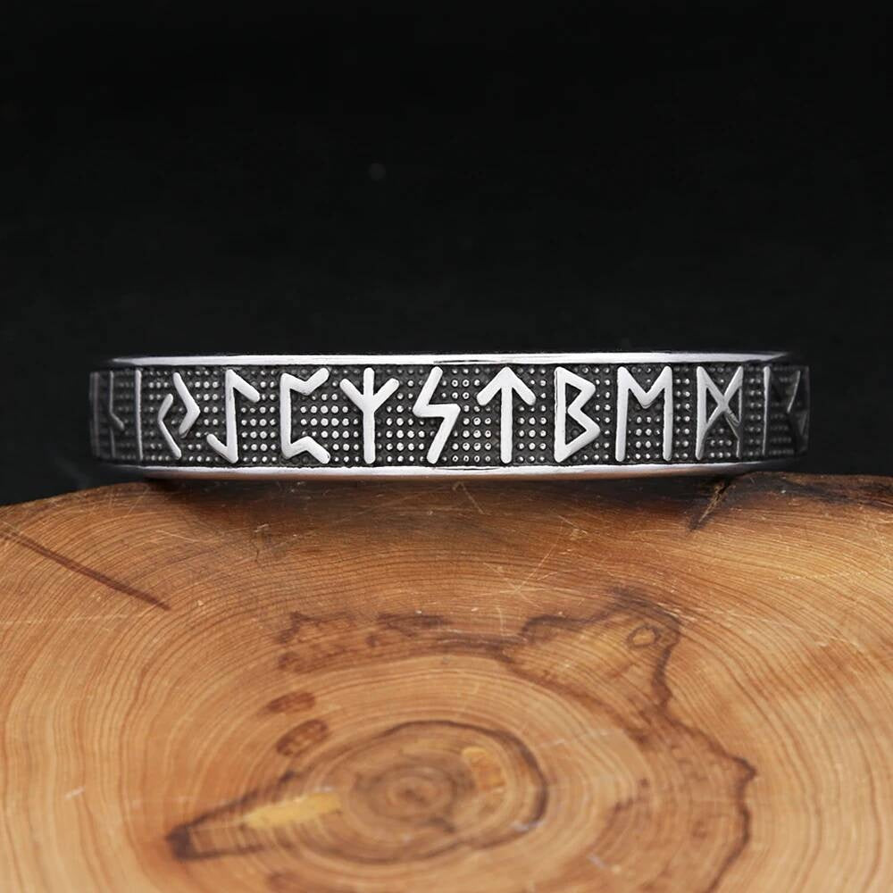 Viking Rune Bracelet – Nordic Stainless Steel Cuff Bangle