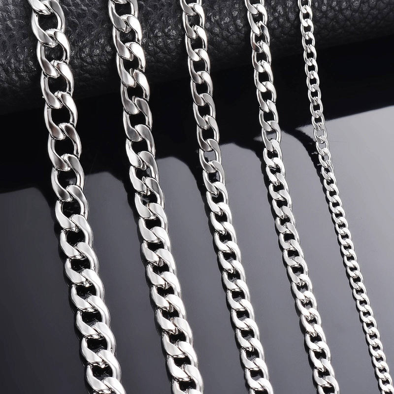 1 piece Width 3mm-9.5mm Curb Cuban Link Necklace for Men Women Basic Punk Stainless Steel Chain Chokers