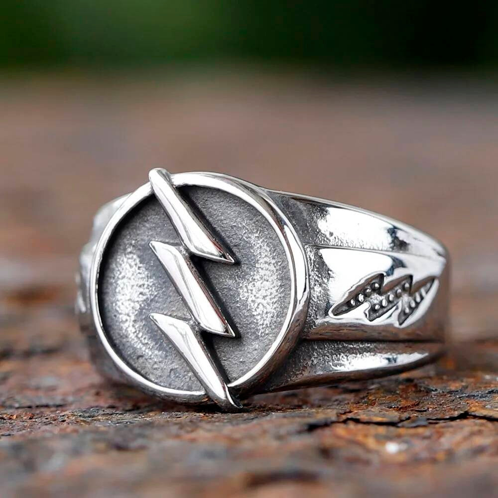 Golden Lightning Bolt Ring - Plated Stainless Steel Electric Statement Jewelry steel