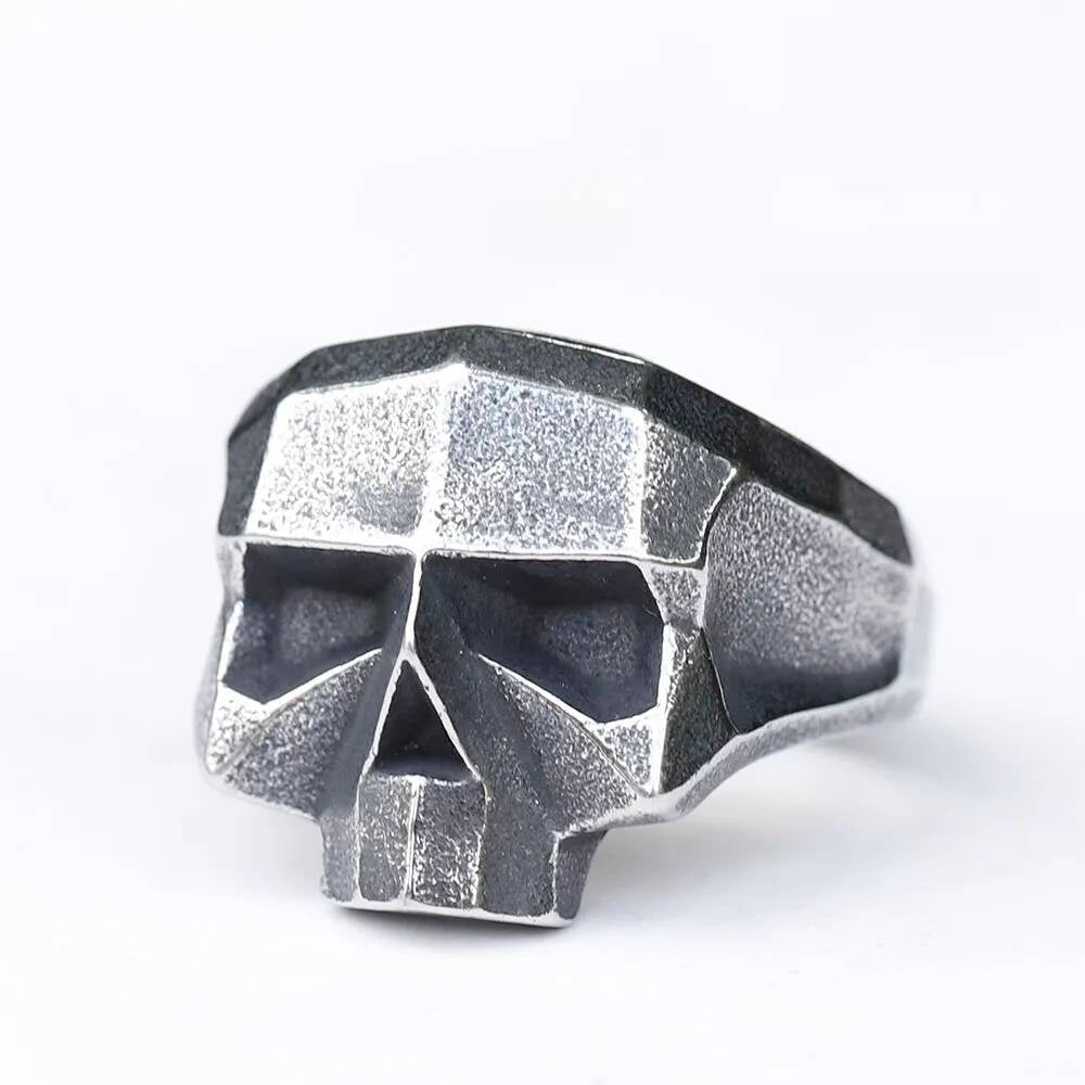 Punk Rock Vintage Skull Ring – 316L Stainless Steel Biker Jewelry for Teens
