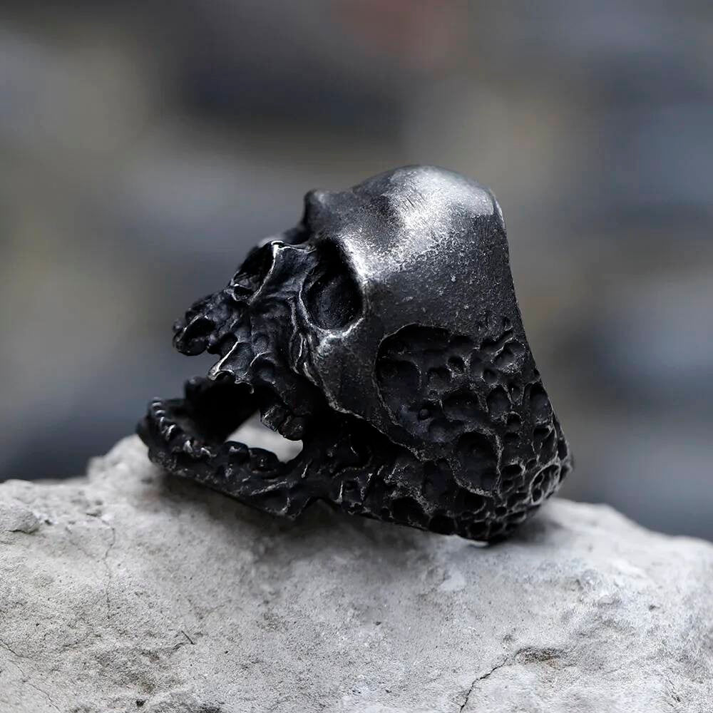 Large Fierce Skull Ring - Vintage Stainless Steel Gothic Punk Jewelry