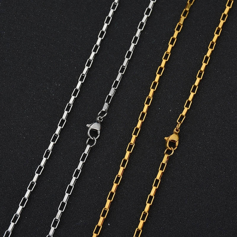 1Pc Stainless Steel Width 1.5/2/2.5/3/4mm Long Box Chain Necklace For Men Women DIY Jewelry Findings Making