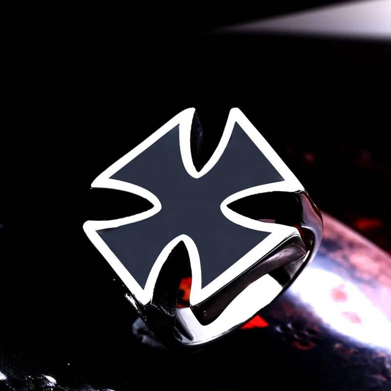 Iron Cross Stainless Steel Ring – Gothic Punk Biker Statement Jewelry