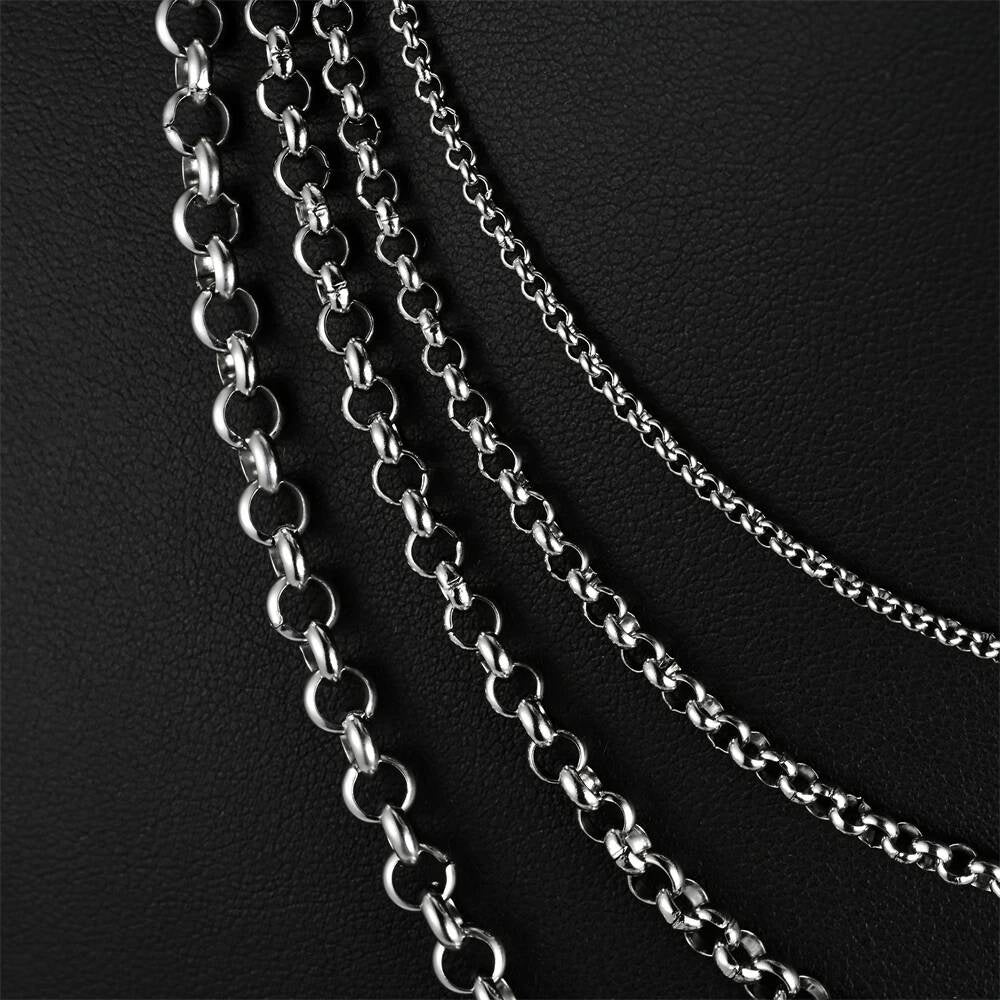 Wholesale 1Pc Width 2mm/3mm/4mm/5mm Stainless Steel Round Pearl Link Chain For Women Men DIY Jewelry Bracelet Necklace