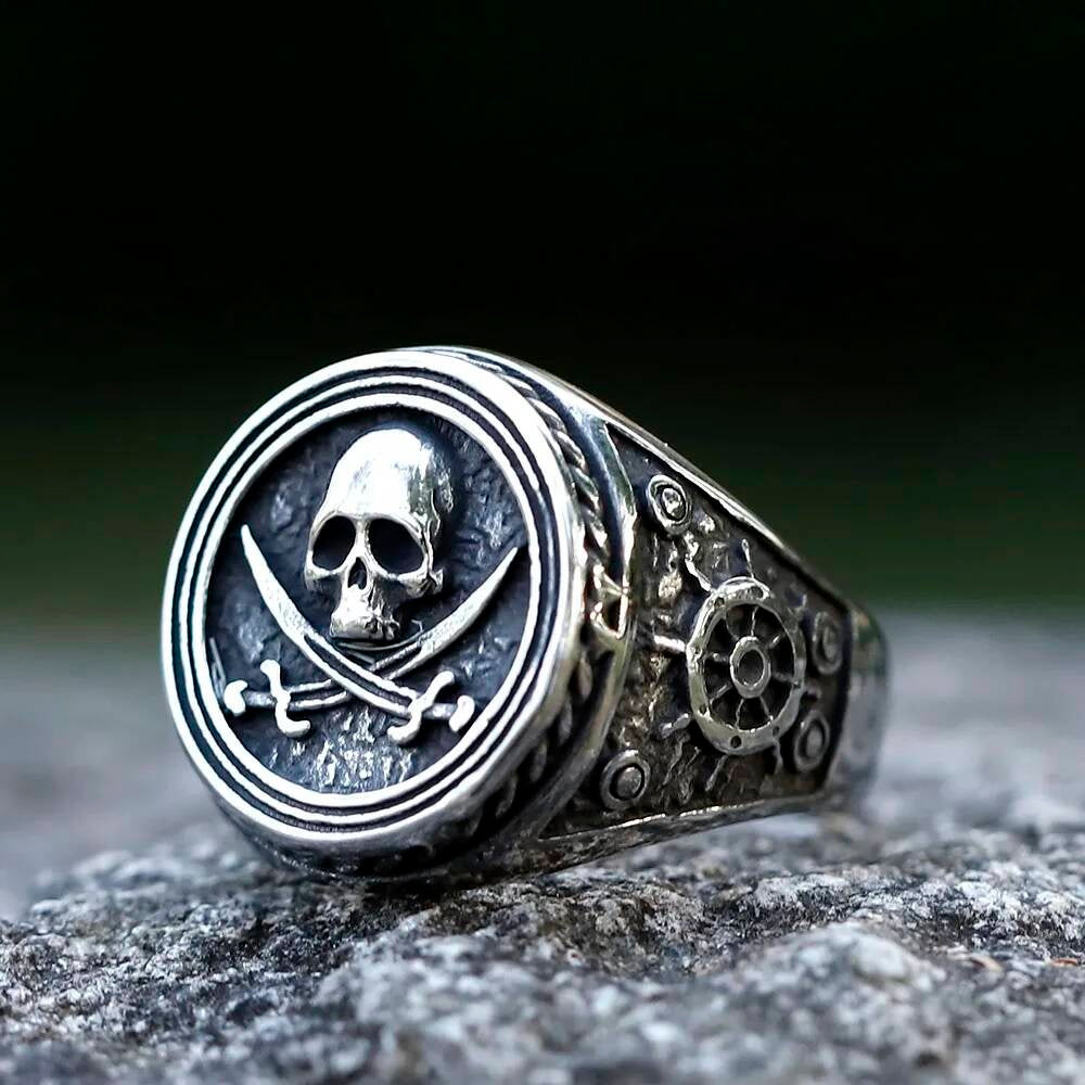 Skull Motorcycle Band Ring – 316L Stainless Steel Gothic Party Gift Steel