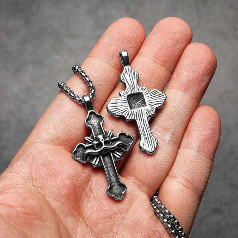 316L Stainless Steel Gothic Cross Pendant Necklace – Faith & Strength Symbol