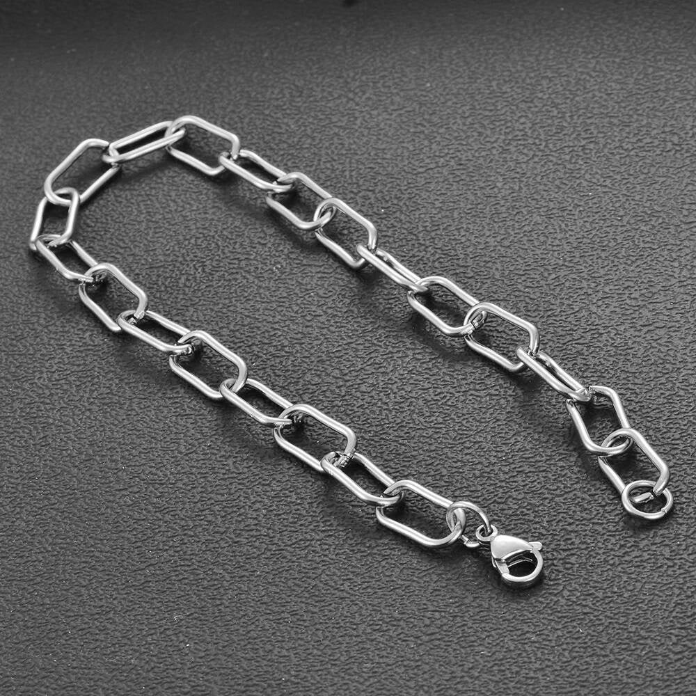 Width 7mm Stainless Steel Big Rolo Link Chain Neckalce Punk Chokers For Women length 21cm-100cm Steel