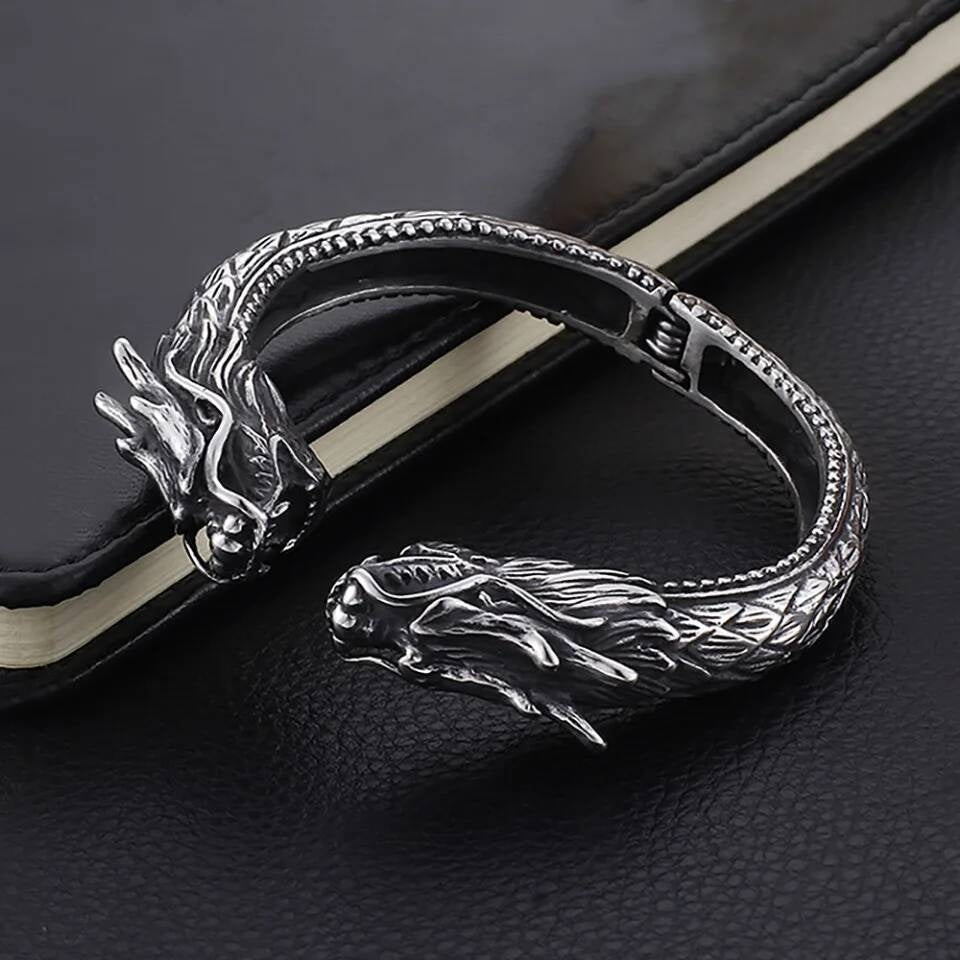 Viking Double Dragon Bracelet – Stainless Steel Norse Armring