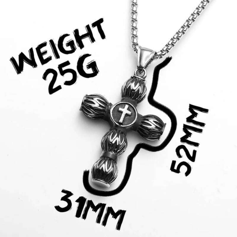 316L Stainless Steel Torch Cross Pendant Necklace