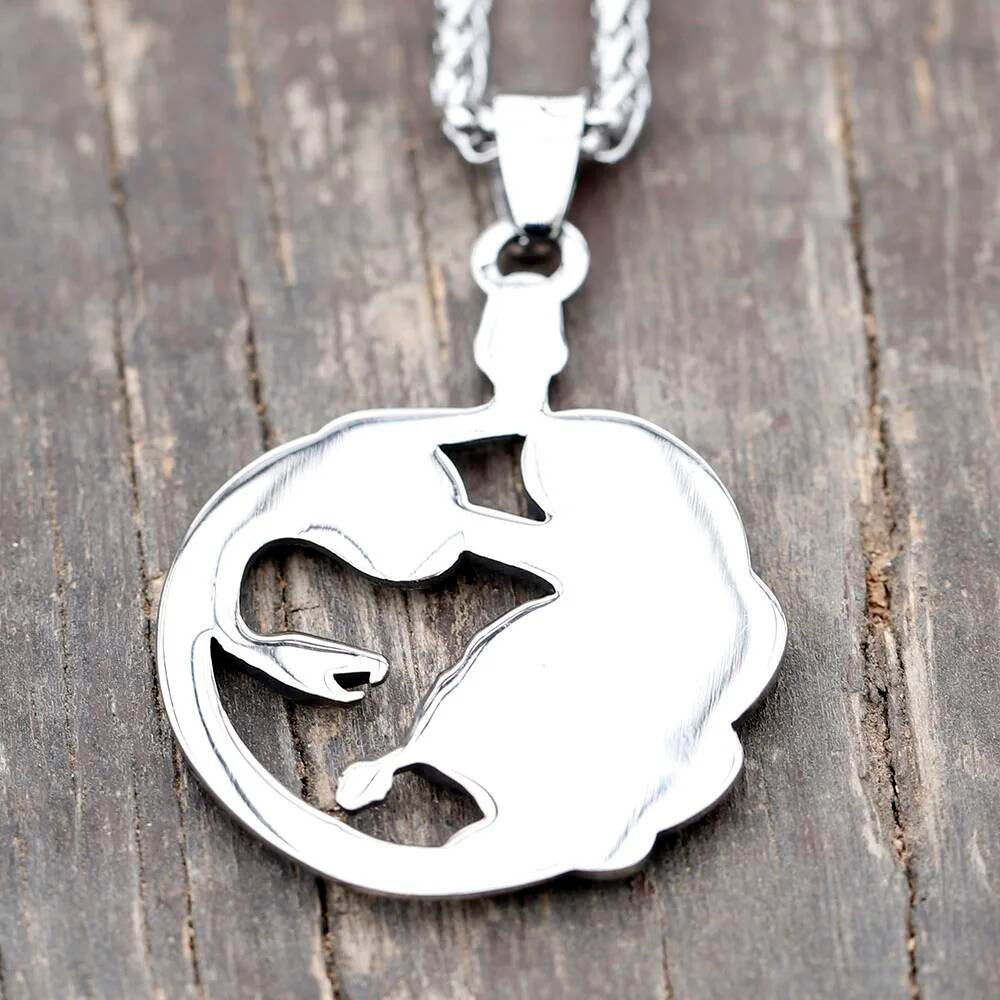 Medusa Snake Pendant Necklace, Silver Gothic Jewelry with Intricate Snake Design