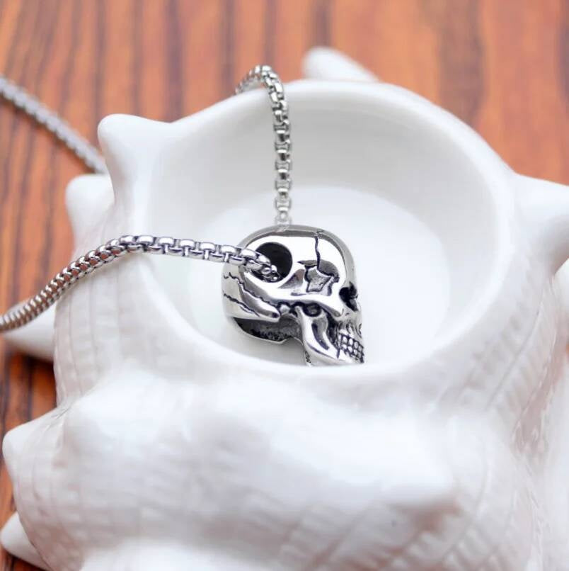 Skull Pendant Necklace – Gothic, Edgy, Stainless Steel Skull Design