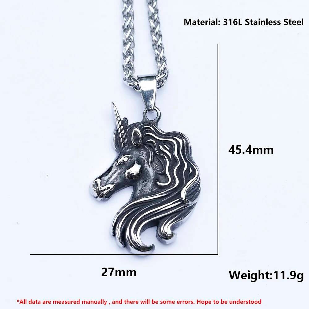 Unicorn Head Pendant – Stainless Steel Fantasy Necklace
