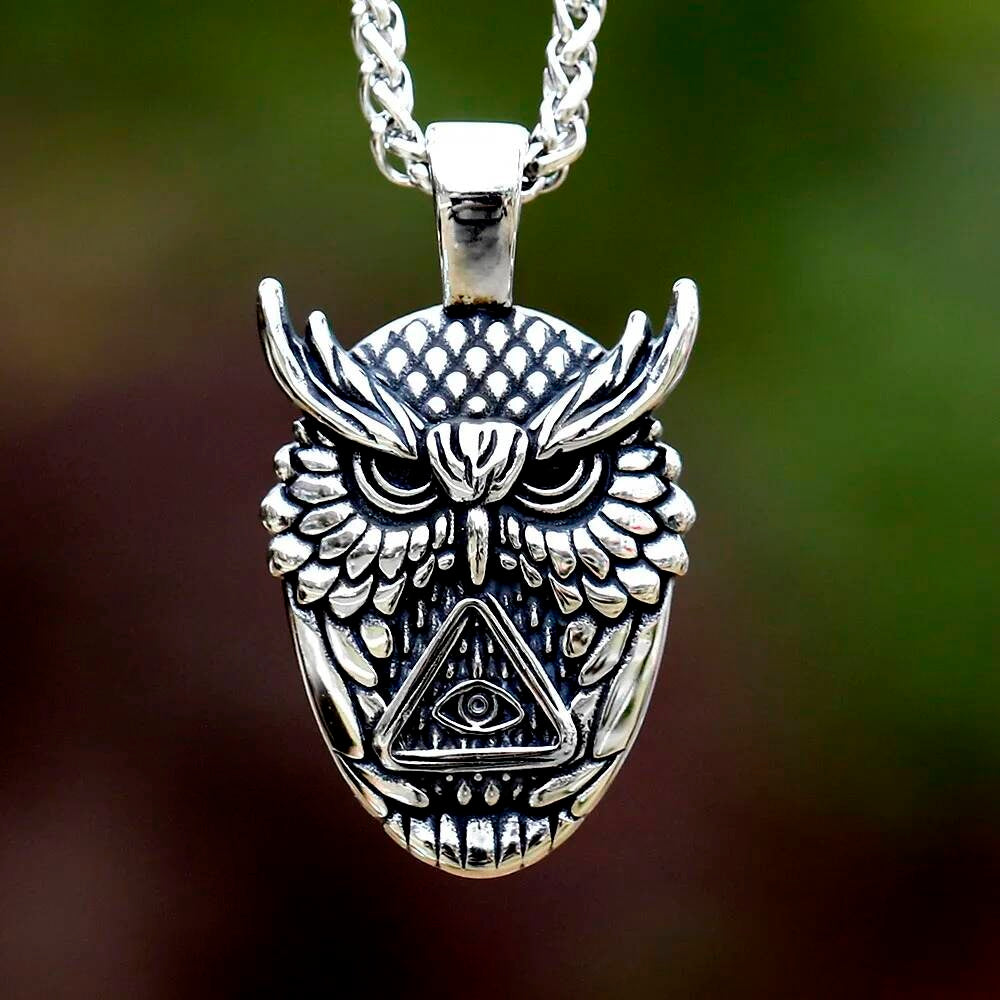 Owl Pendant Necklace with All-Seeing Eye – Mysterious Symbol Jewelry