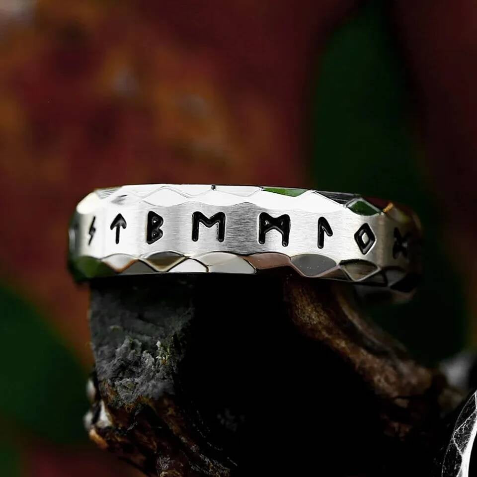 Vintage Viking Rune Ring – 316L Stainless Steel Unisex Norse Amulet