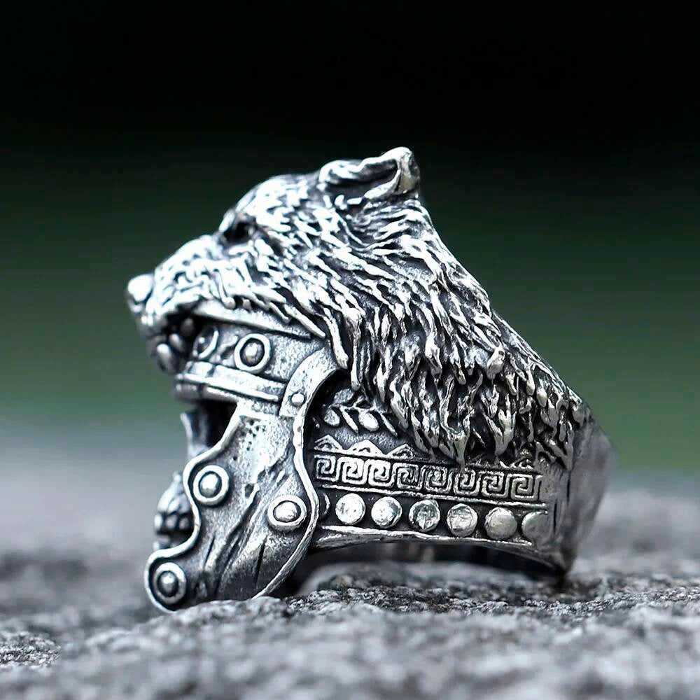 Vintage Wolf & Skull Viking Ring – 316L Stainless Steel Gothic Biker Jewelry