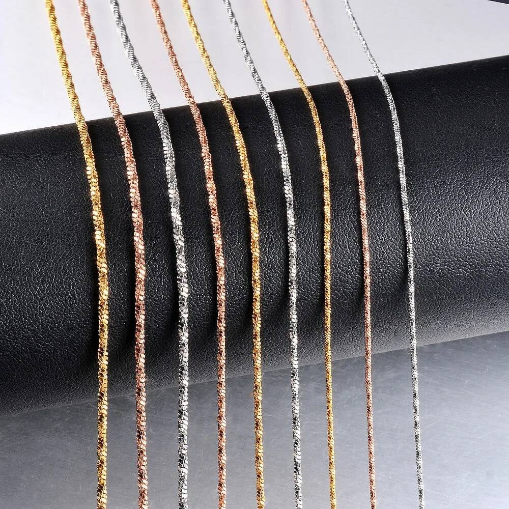 1 piece Width 0.9/1.2/1.5mm Tiny Twisted square snake Necklaces Jewelry Stainless Steel Choker Necklace For Women Collier