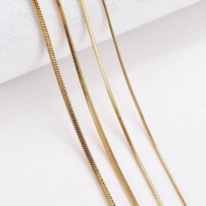 1 piece Width 0.9mm/1.2mm/1.5mm Gold Color Square Snake Chain Men Women 316 Stainless steel Necklace Jewelry