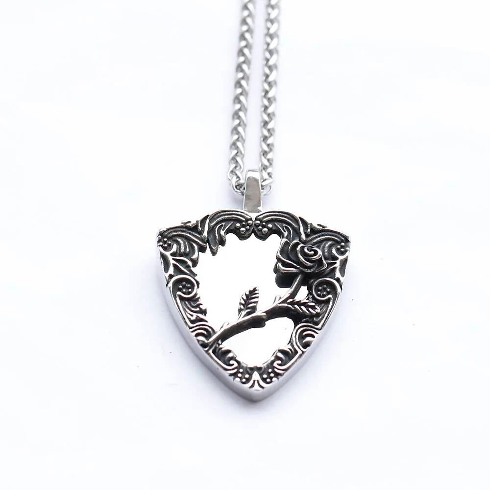 316L Stainless Steel Vintage Mirror Flower Pendant Necklace Unisex Fashion Jewelry Gift