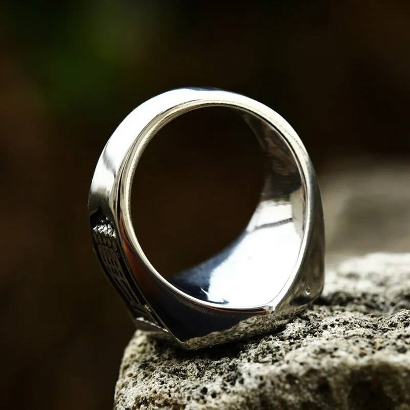 Viking Gothic Compass Ring – 316L Stainless Steel Anchor Signet