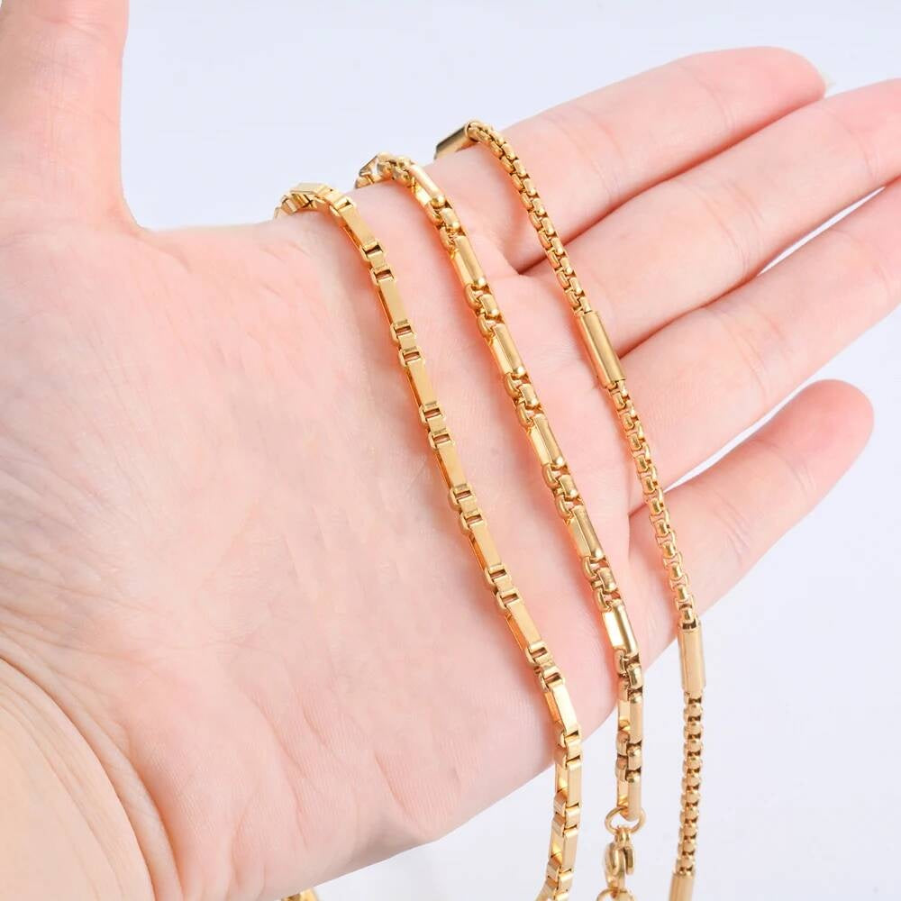 New 1 piece Stainless Steel Square Pearl 3:1 Handmade Box Chain DIY Jewelry Making Bracelet Anklet Necklace