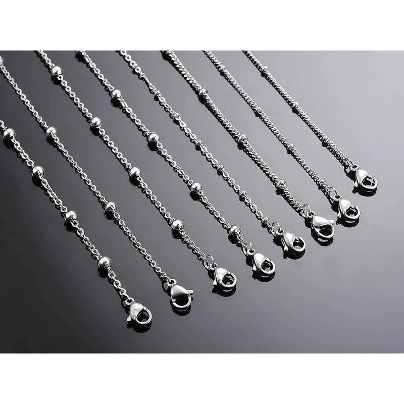 Wholesale 10pcs/lot Width 1.5mm 2mm Tiny beaded Stainless Steel Link Chain for Necklaces Bracelets Foot Jewelry