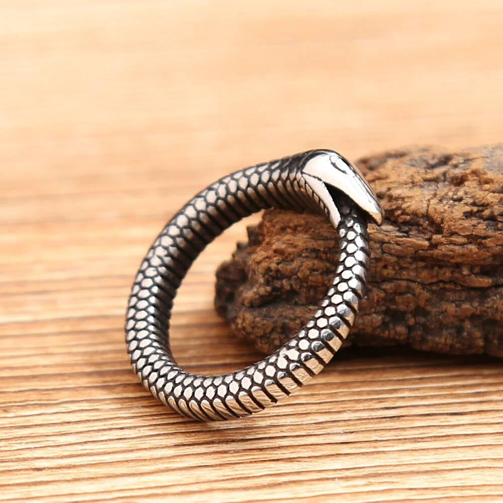 Ouroboros Viking Ring – 316L Stainless Steel Serpent Circle Amulet