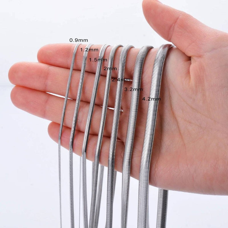 1 piece 316 Stainless steel Flat Snake Chain For Men Women Necklace Jewelry 1.5mm-6mm