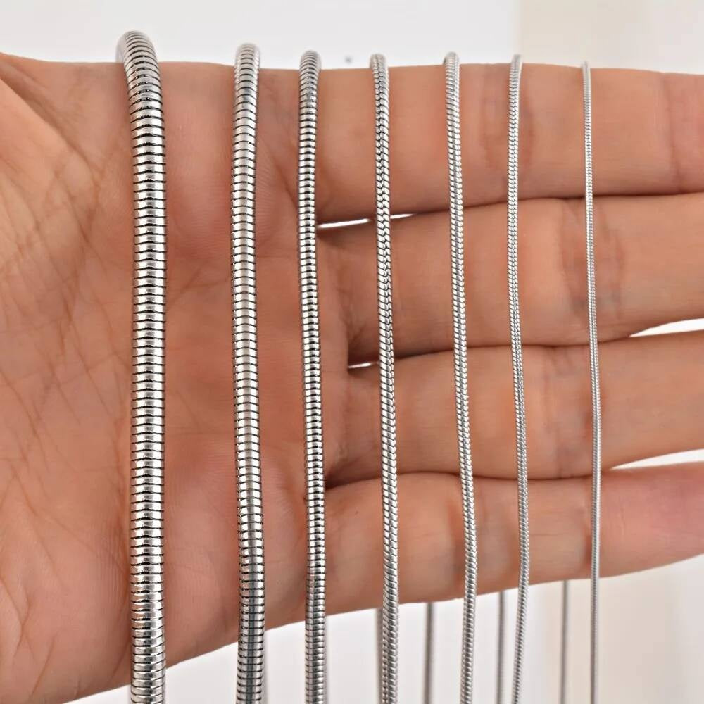 1 piece Stainless steel Round Snake Chain Pendant For Men Women Necklace Jewelry