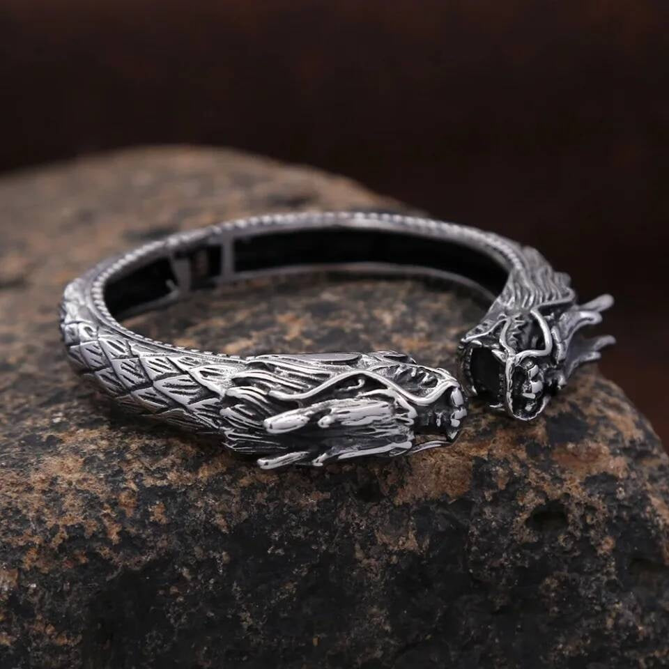 Viking Double Dragon Bracelet – Stainless Steel Norse Armring