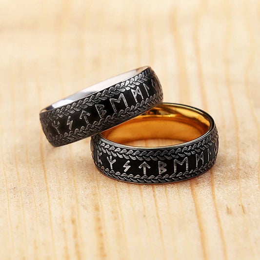 Vintage Viking Rune Ring – 316L Stainless Steel Norse Amulet (Unisex)