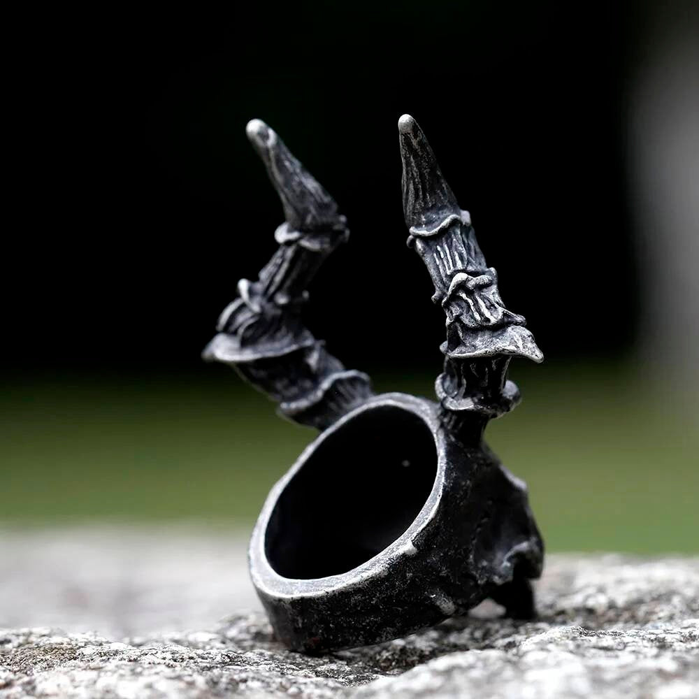 Vintage Gothic Skull Ring – 316L Stainless Steel Skeleton Statement Band