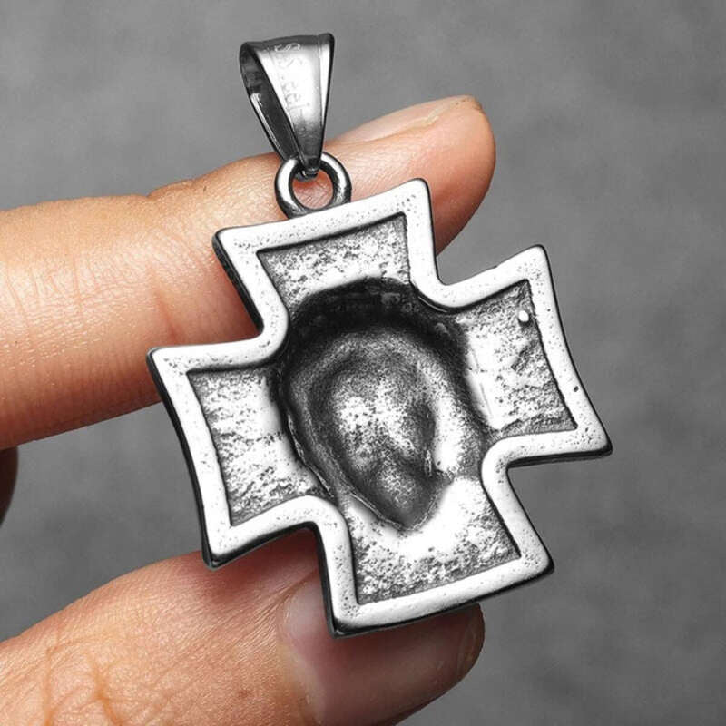 316L Stainless Steel Jesus Face Cross Pendant Necklace