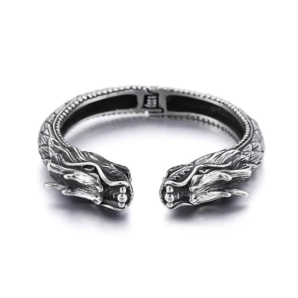 Viking Double Dragon Bracelet – Stainless Steel Norse Armring Style A