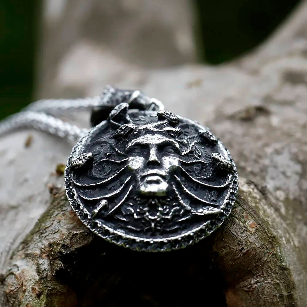 316L Stainless Steel Medusa Gorgon Head Pendant Necklace for Men