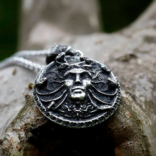 316L Stainless Steel Medusa Gorgon Head Pendant Necklace for Men