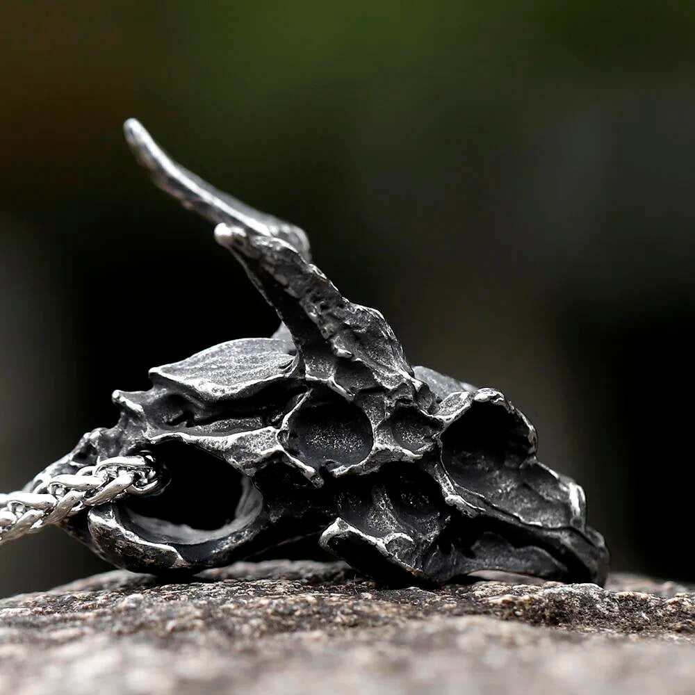 Dragon Skull Pendant – Dark Gothic Fantasy Necklace