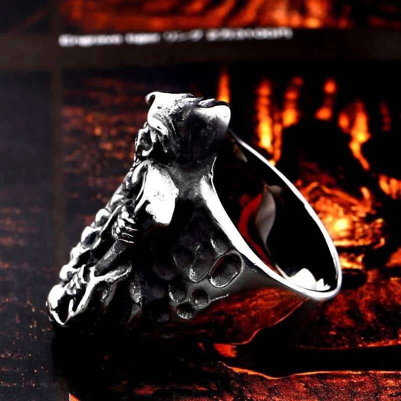 Death Skull Scythe Ring - Hell Devil Gothic Punk Stainless Steel Jewelry