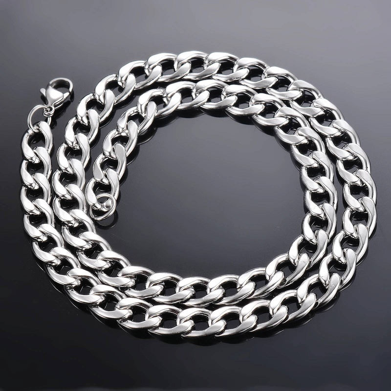 1 piece Width 3mm-9.5mm Curb Cuban Link Necklace for Men Women Basic Punk Stainless Steel Chain Chokers
