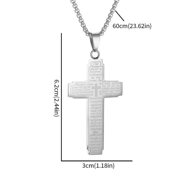 316L Stainless Steel Cross Chain Necklace For Men Religious Jesus Accessory