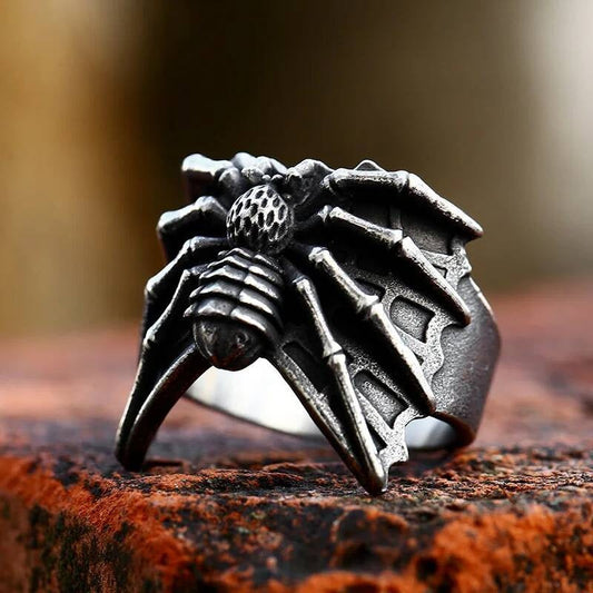 Spider Web Statement Ring – 316L Stainless Steel Gothic Punk Jewelry Spider