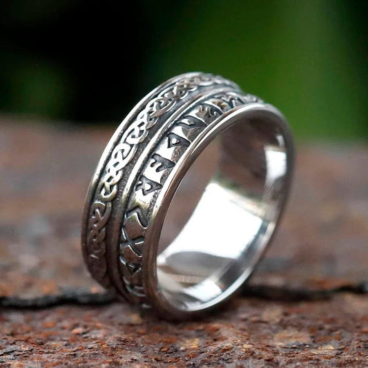 Viking Rune & Celtic Knot Ring – 316L Stainless Steel Unisex Amulet As Shown