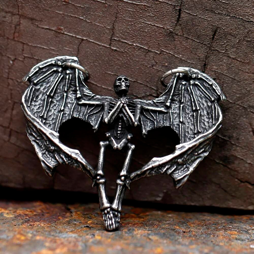 Men's 316L Stainless Steel Skull Ribcage Pendant Necklace Punk Biker Jewelry
