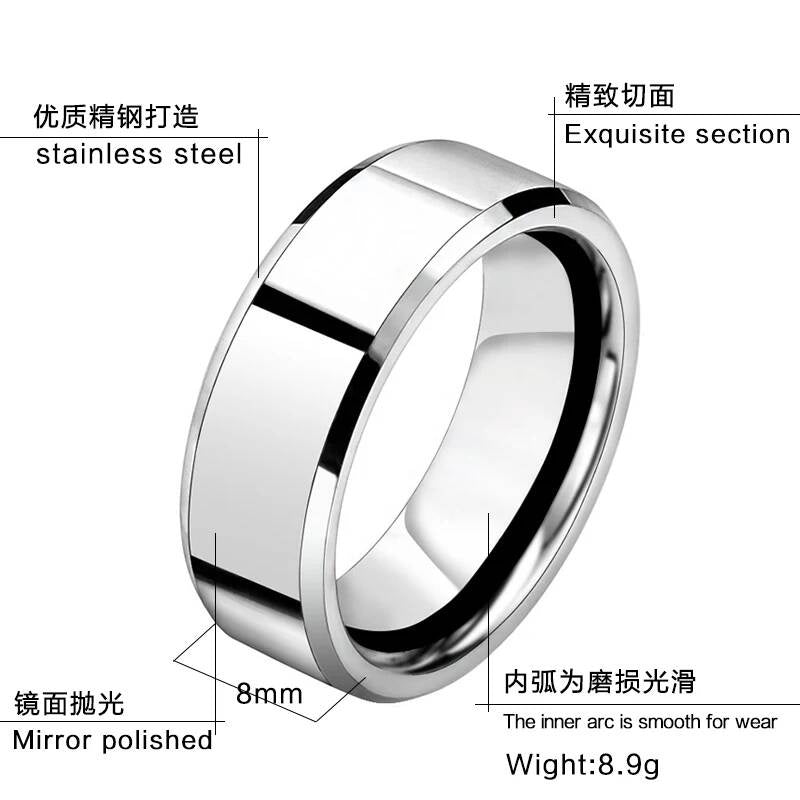 Four-Color Polished Ring - Stainless Steel Men's Fashion Jewelry in Pop Hues