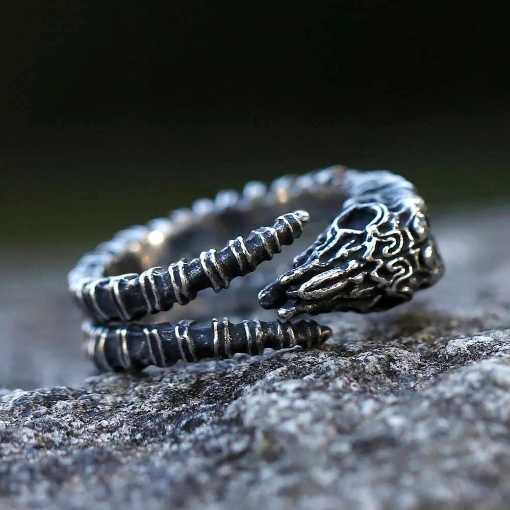 Sheep Skull Head Ring - Stainless Steel Hip Hop Punk Jewelry for Teens